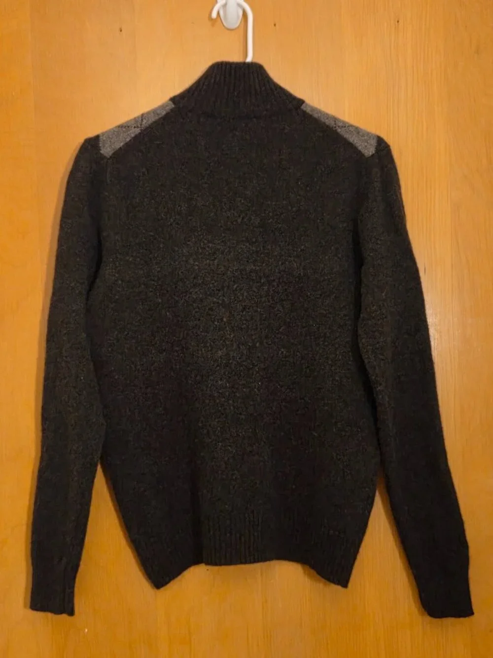 Y2K J Crew Pullover 1/4 Zip Argyle Mock Neck Sweater 100% Lambswool Mens S Brown